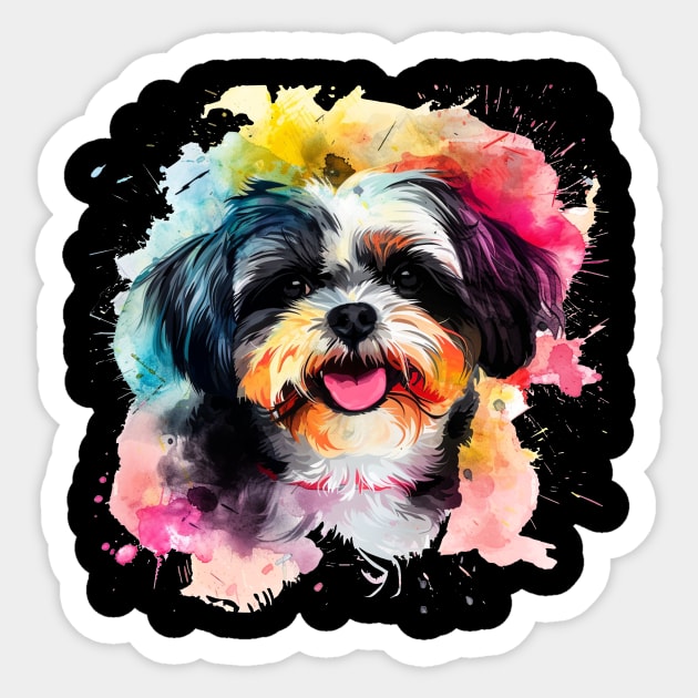 Shih Tzu Dog Water Color Pop Art Design for Dog Lover Sticker by karishmamakeia